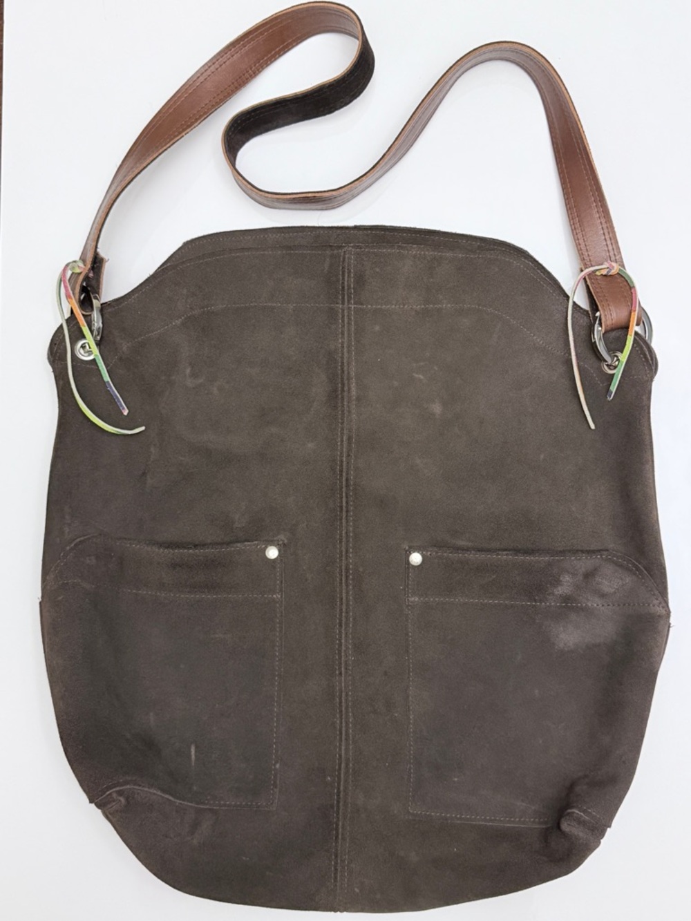 Owen Barry Real Suede Leather Brown Bag with Leather Strap